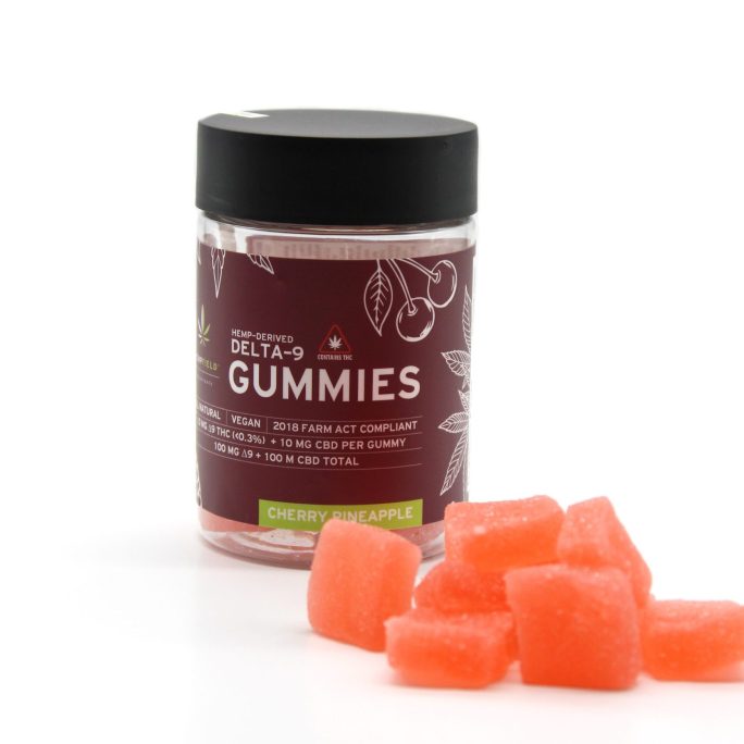 Vegan, Natural, Hemp-derived D9 THC Gummies | Hempfield Botanicals | Cherry Pineapple THC Gummies