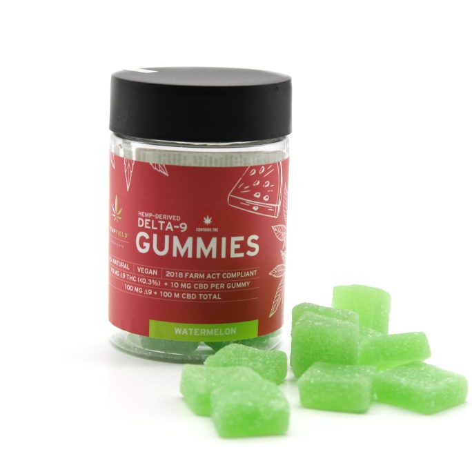 Vegan, Natural, Hemp-derived D9 THC Gummies | Hempfield Botanicals | Watermelon THC Gummies
